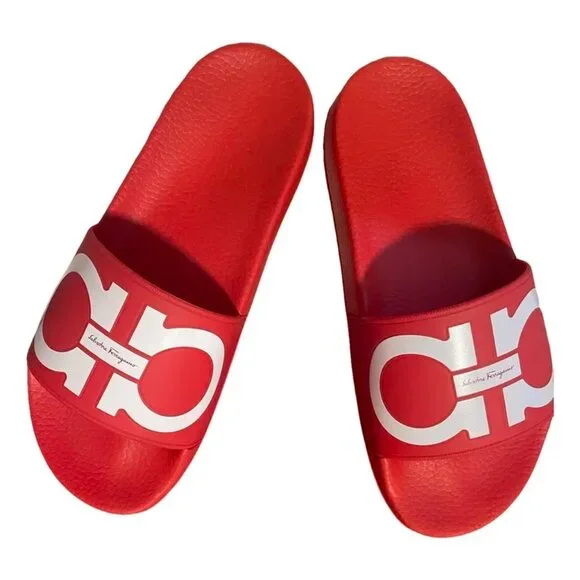 FERRAGAMO Groovy Dual Gancini Slides